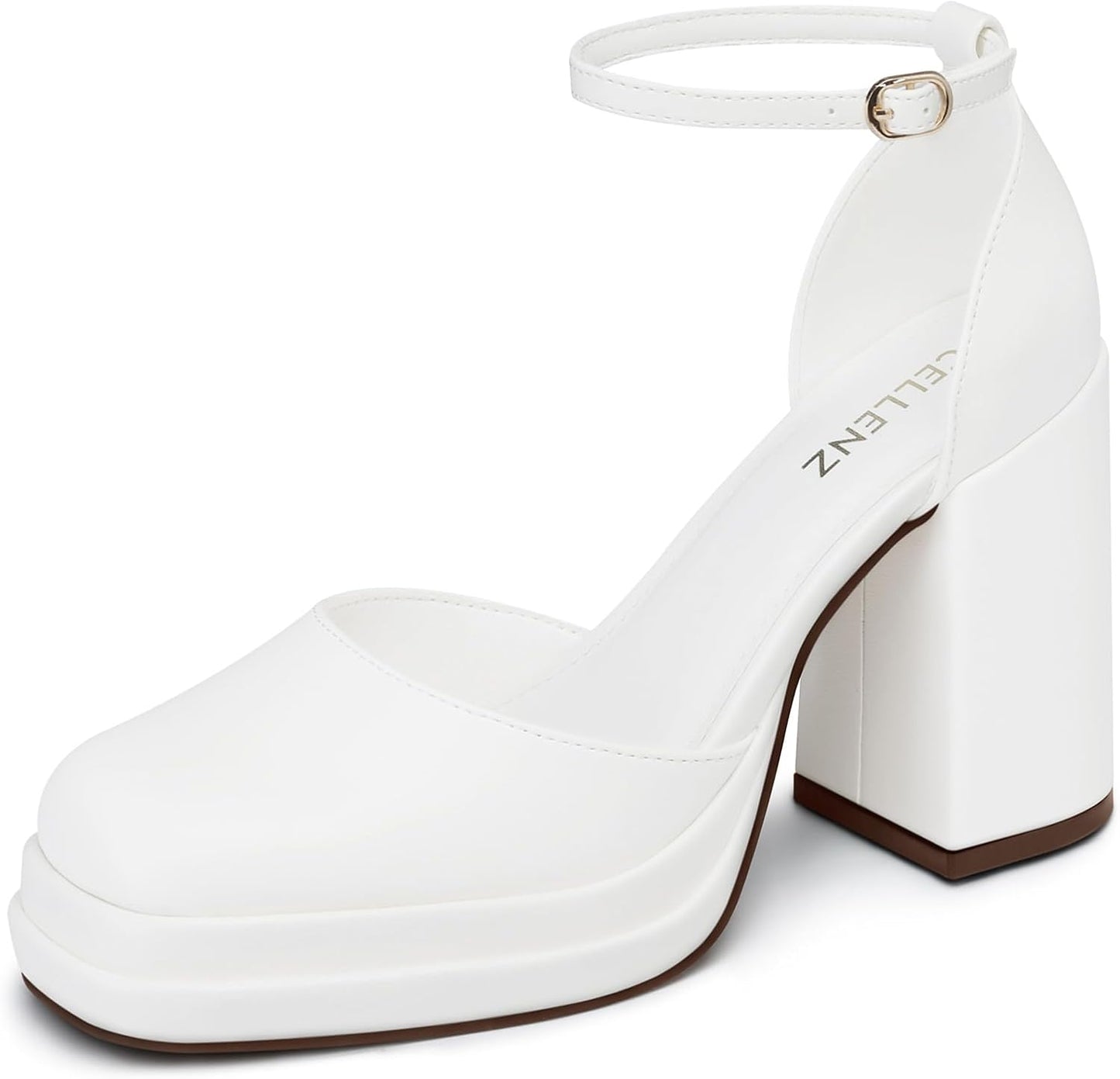 Women Chunky High Heels: Stylish Ankle Strap Platform Pumps