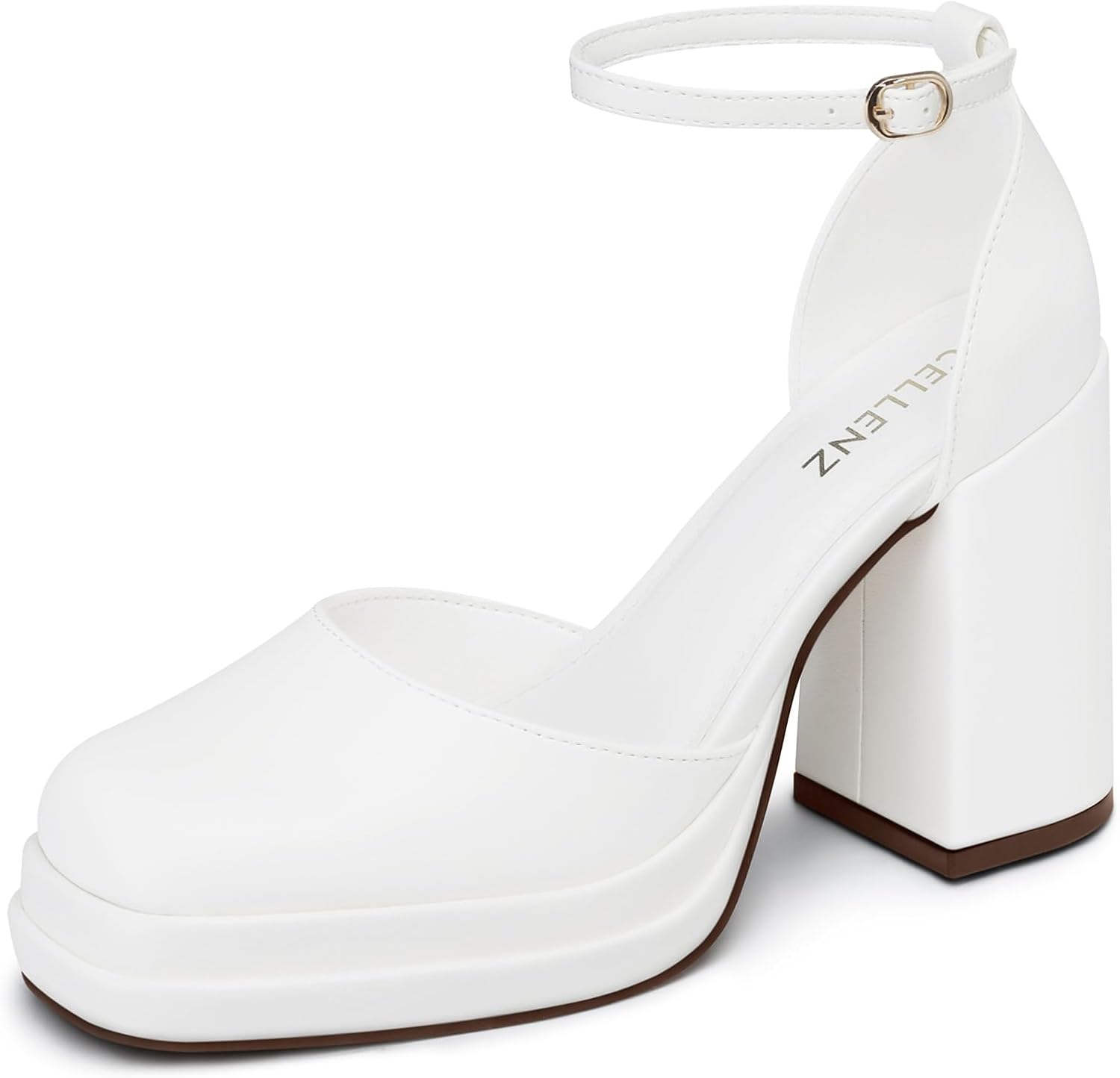 Women Chunky High Heels: Stylish Ankle Strap Platform Pumps