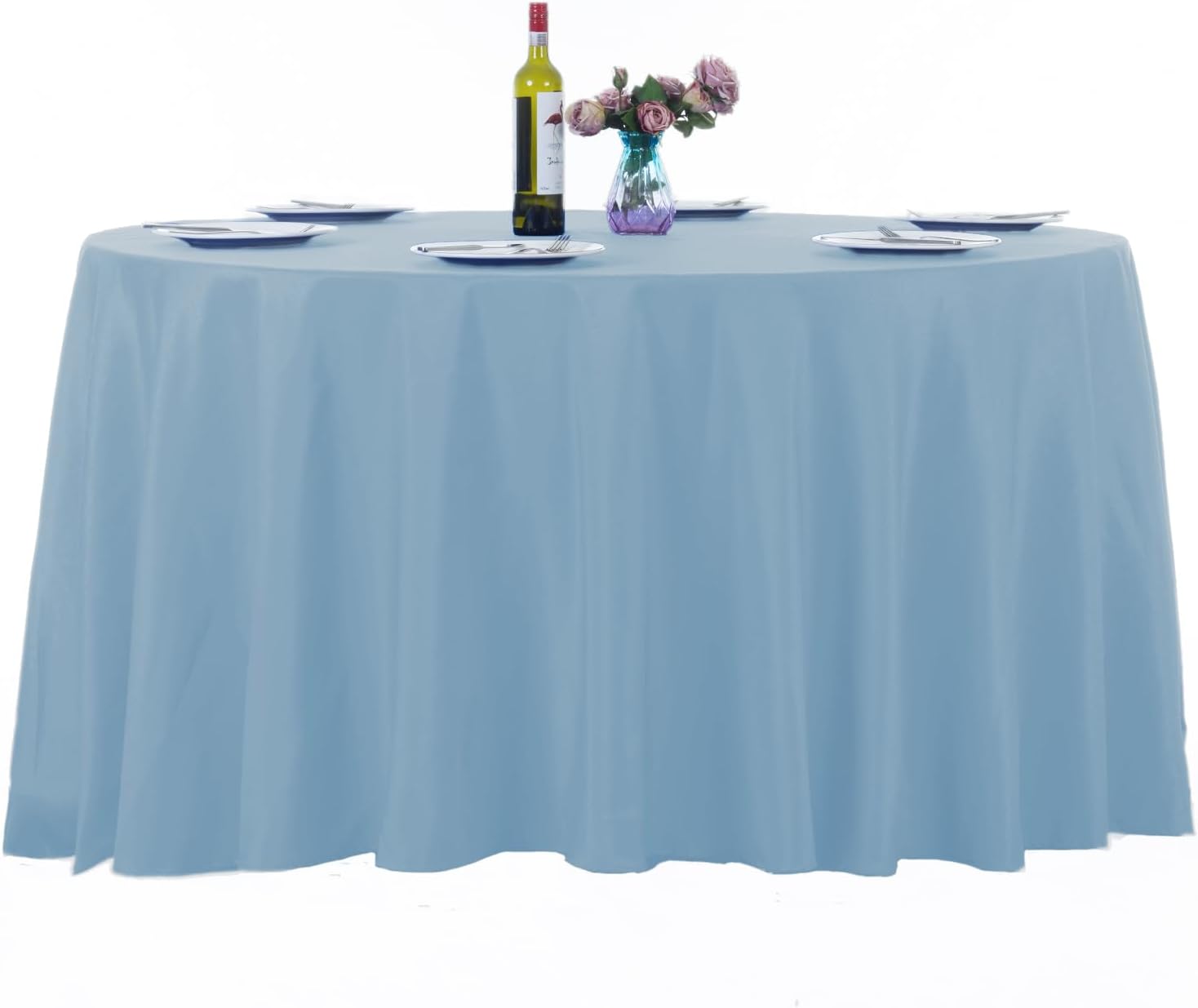 120 Inch Blue Mist Round Tablecloth Set for Elegant Events