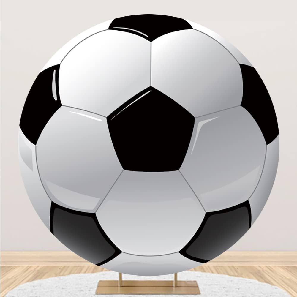 Leyiyi 6x6ft Soccer Round Backdrop for Birthday Party Decor