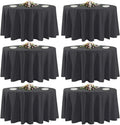 6 Pack Black Round Tablecloths 90 in - Stain Resistant, Washable