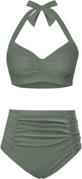 Women High Waisted Bikini Set Two Piece Swimsuit - Tummy Control clasp