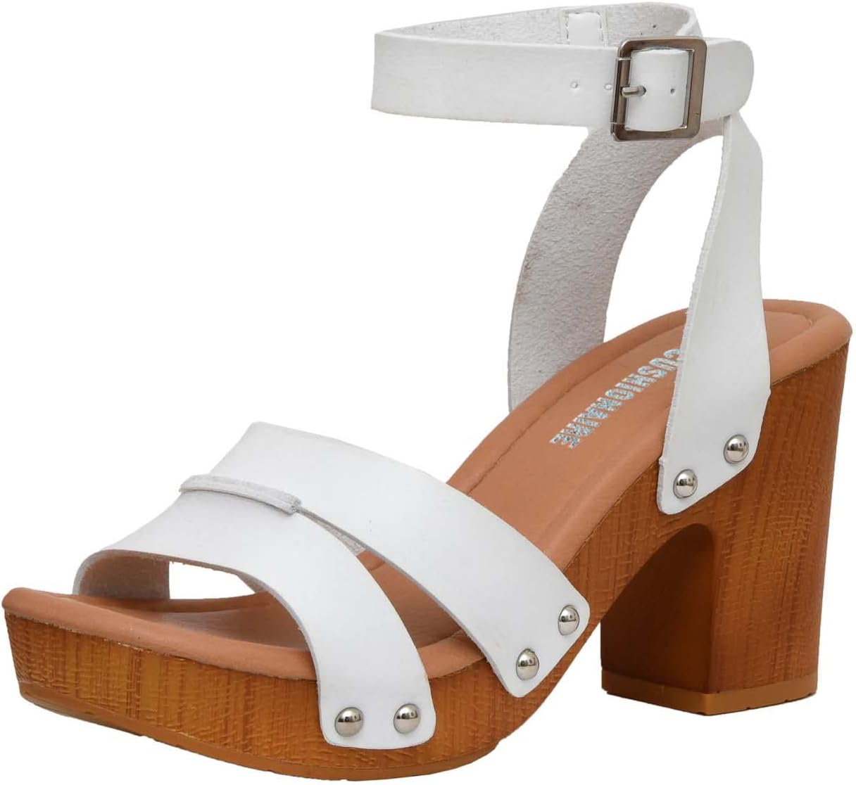 CUSHIONAIRE Women's Sandra Faux Wood Sandal with LiteSole Comfort