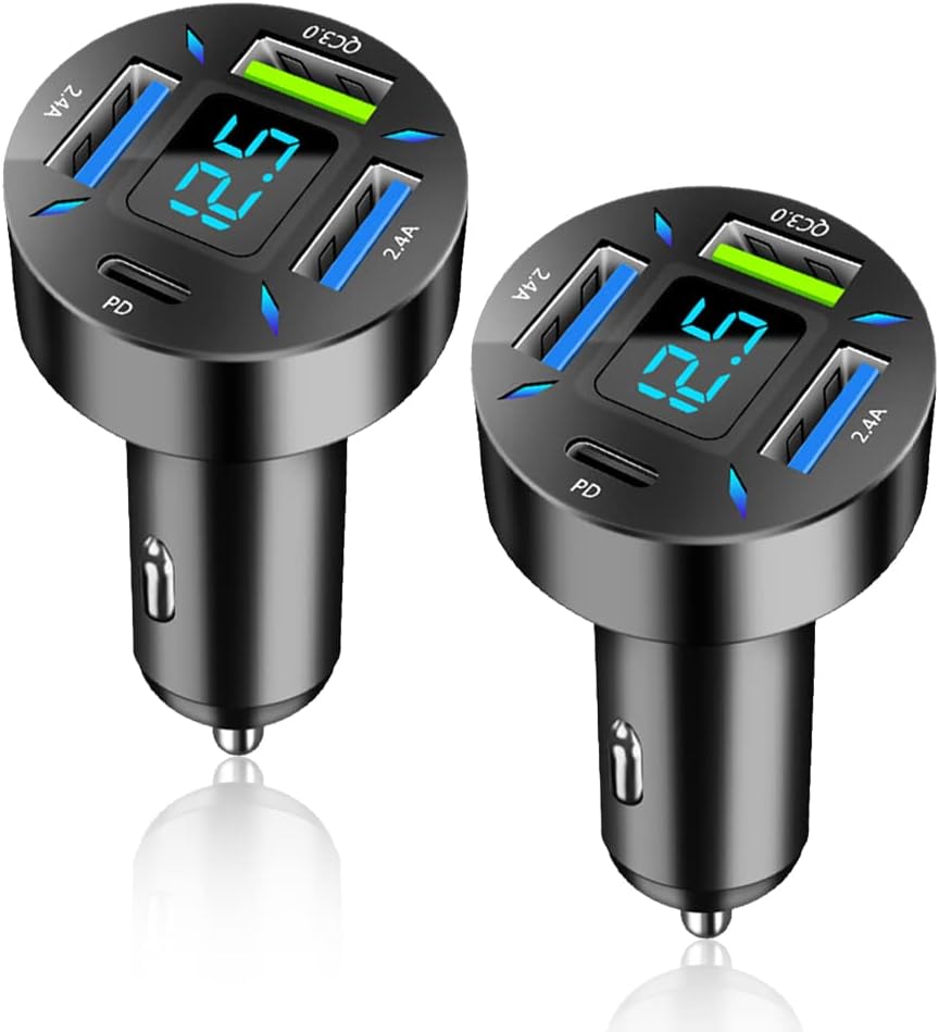 66W Super Fast Car Charger with USB C&QC 3.0