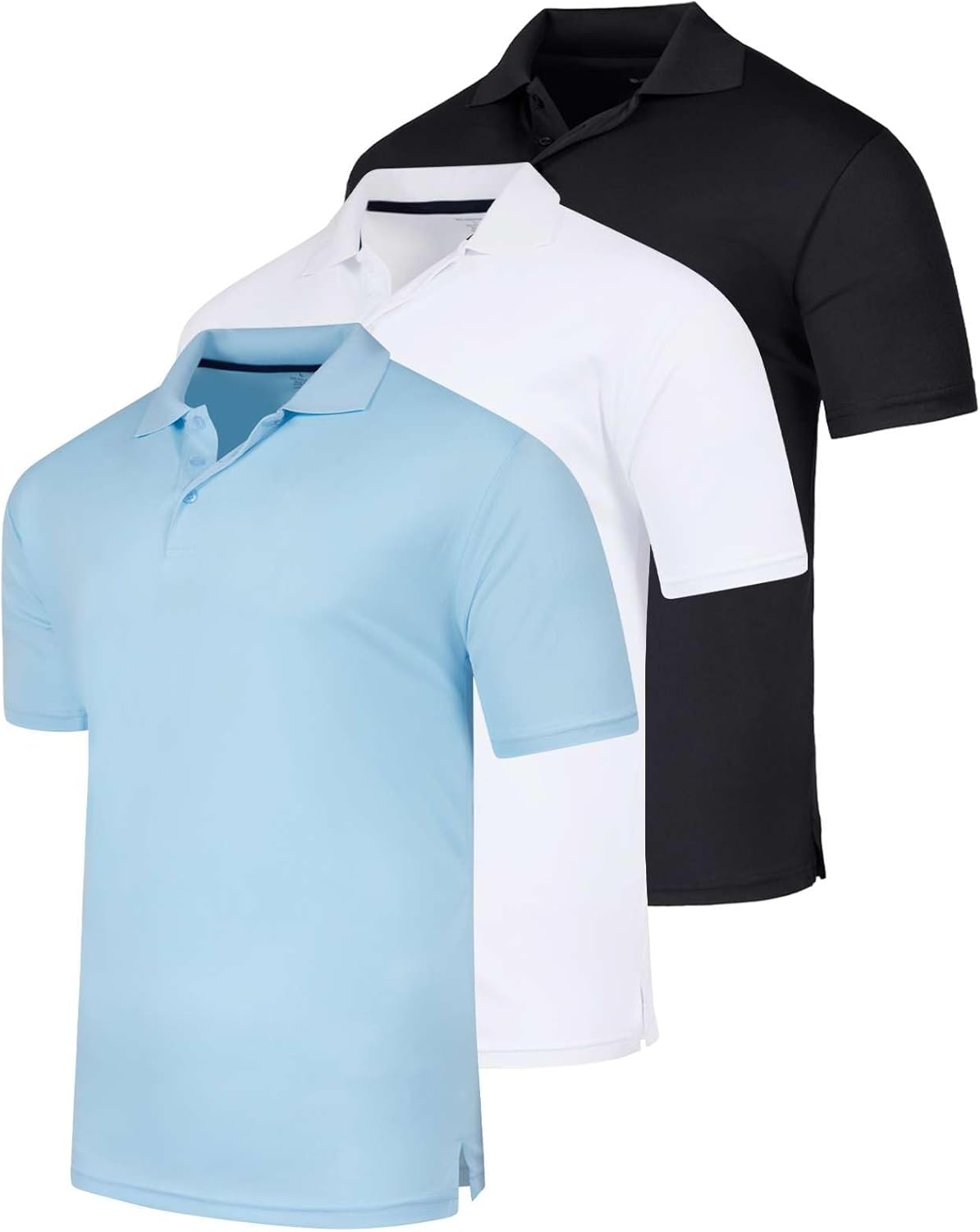 Men's Quick-Dry Athletic Performance Polo Shirt 3 Pack