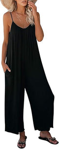 Women's Loose Sleeveless Jumpsuits - Adjustable Spaghetti Strap Romper