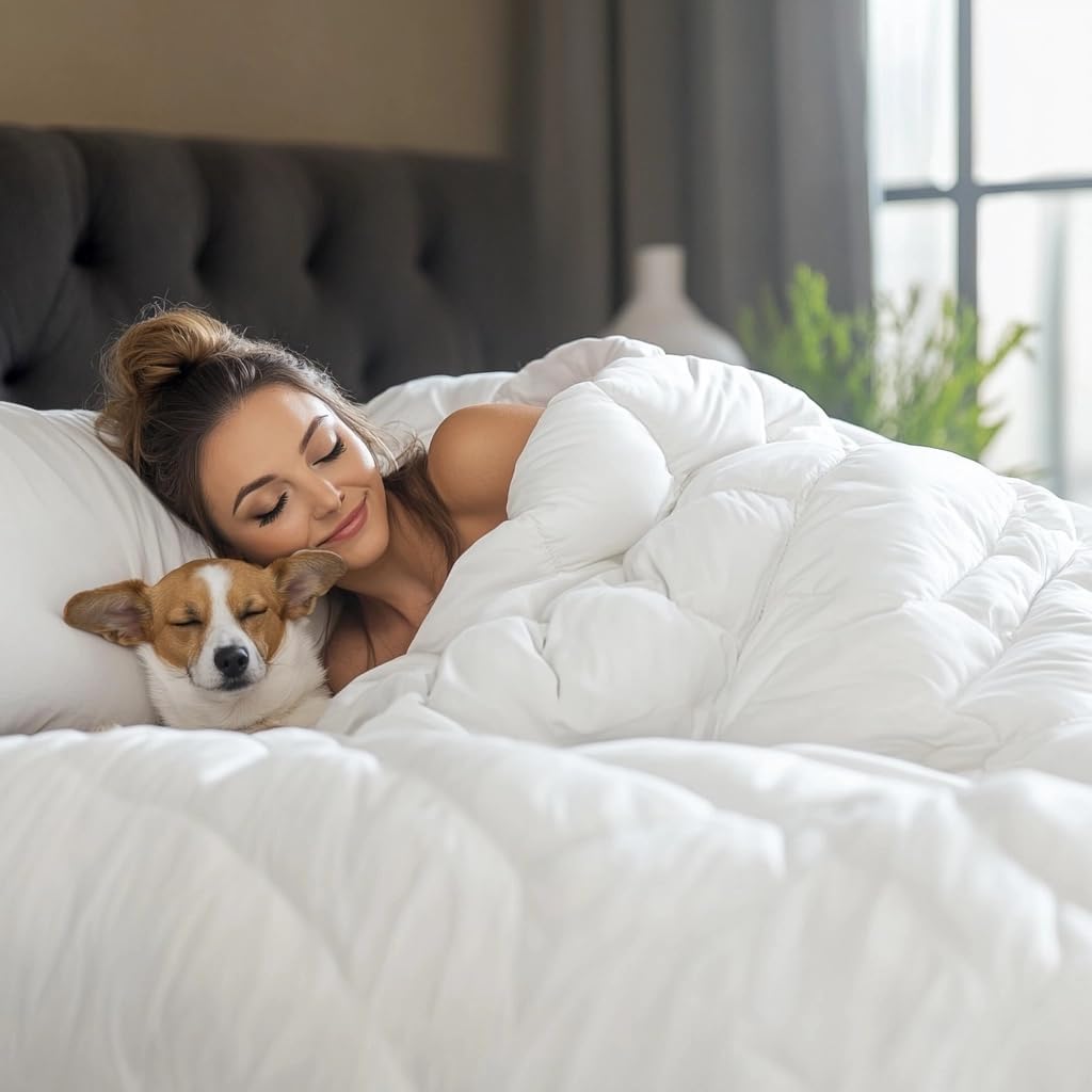 C&W Fluffy Down Comforter Queen Size for All-Season Comfort