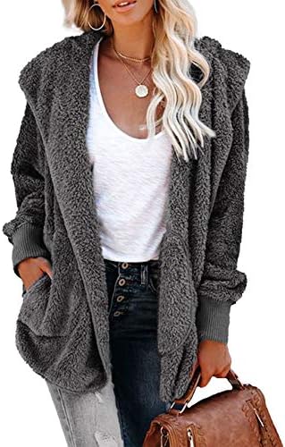 Dokotoo Womens 2023 Winter Long Sleeve Fuzzy Fleece Cardigan