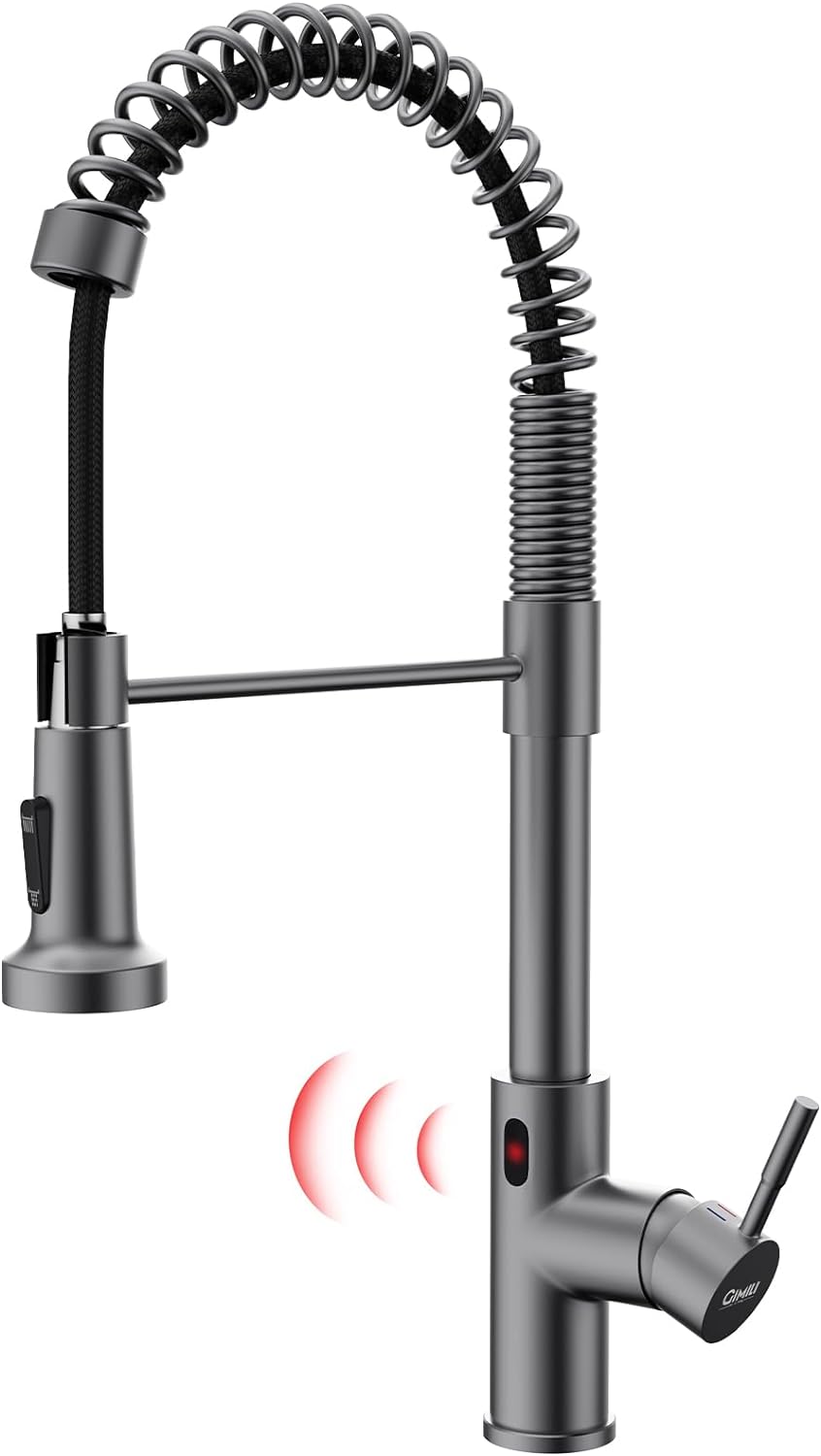 GIMILI Black Stainless Touchless Kitchen Faucet with Pull Down Sprayer