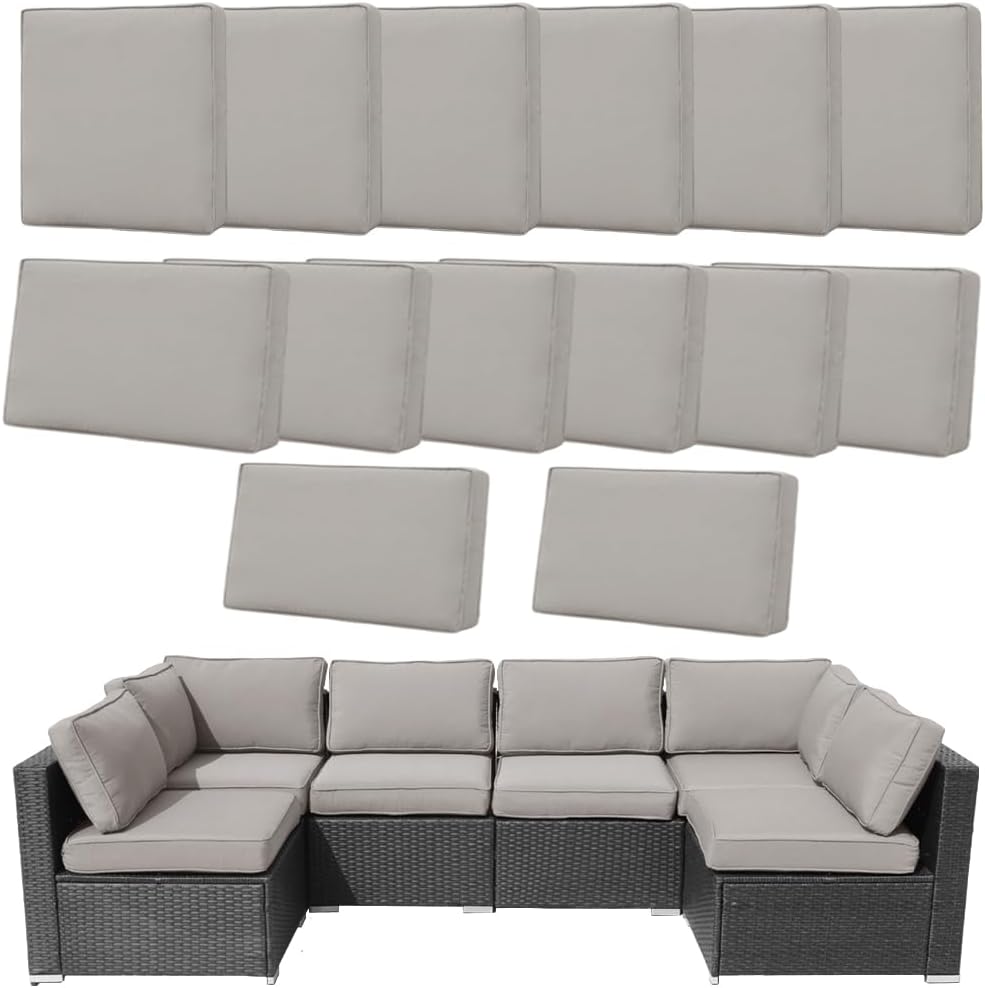 14Pcs Outdoor Cushion Covers Replacement for 6-Seater Sofa