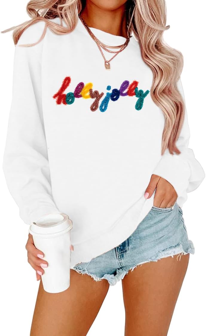 ASTANFY Christmas Sequins Sweatshirt for Women - Jolly Style