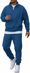 Men's 2 Piece 1/4 Zip Track Suit Set - Comfortable Everyday Wear