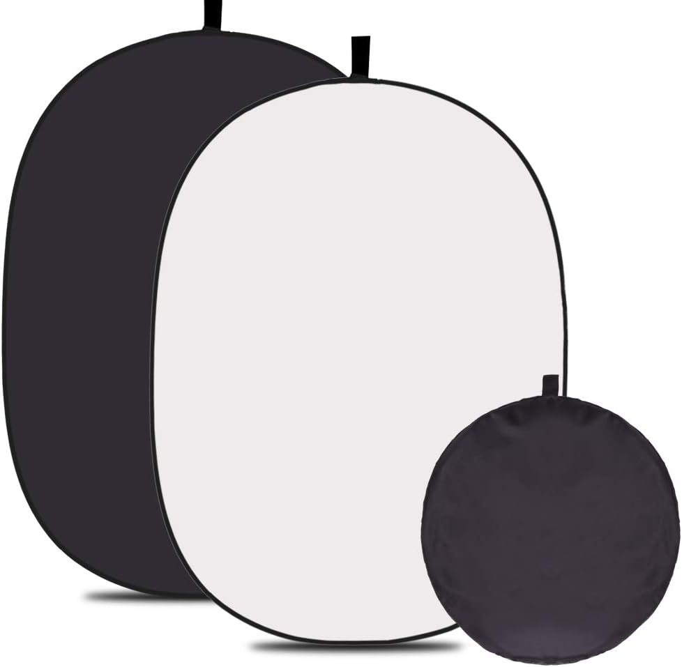 2 in 1 Polyester Muslin Black White Collapsible Reflector Backdrop