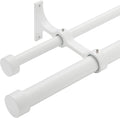 Double Curtain Rods Matte White 36-72 in - Dual Rod for Sheers