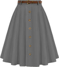 Belle Poque Vintage High Waist A-Line Midi Skirt - Flattering Everyday