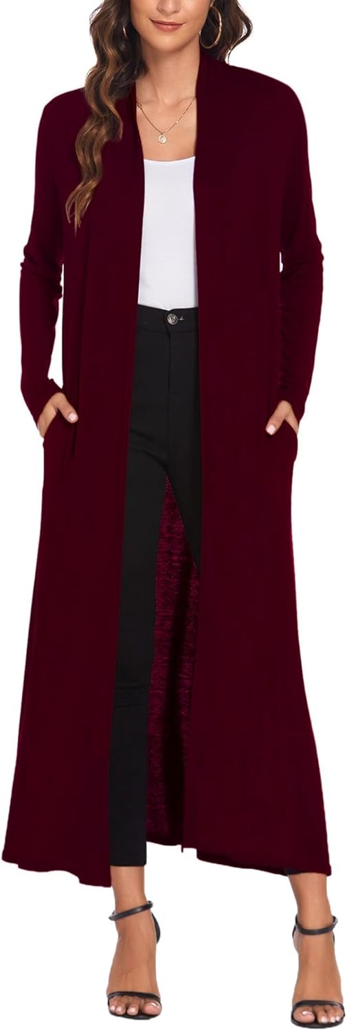 Stylish Bluetime Women Floor Length Open Front Cardigan Duster