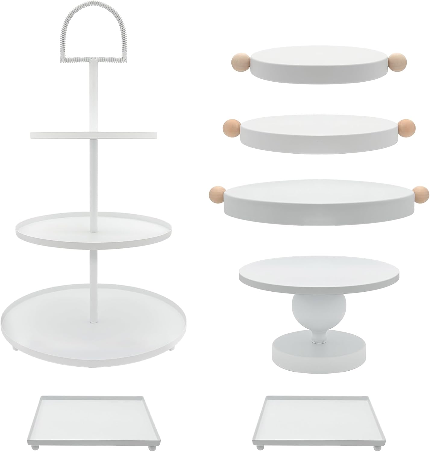 Set of 7 White Cake Stands for Parties and Special Events