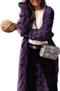 ZIWOCH Women's Long Cardigan Cable Knit Open Front - Cozy Layering