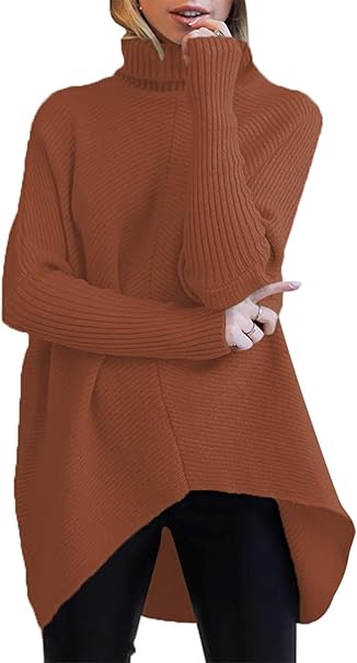 Caracilia Womens Turtleneck Long Sleeve Sweater for Casual Style