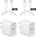 Fast Charge iPhone 16 & 15 - 2 Pack, 10Ft Cable - 20W USB C Wall Charger by ONXROM