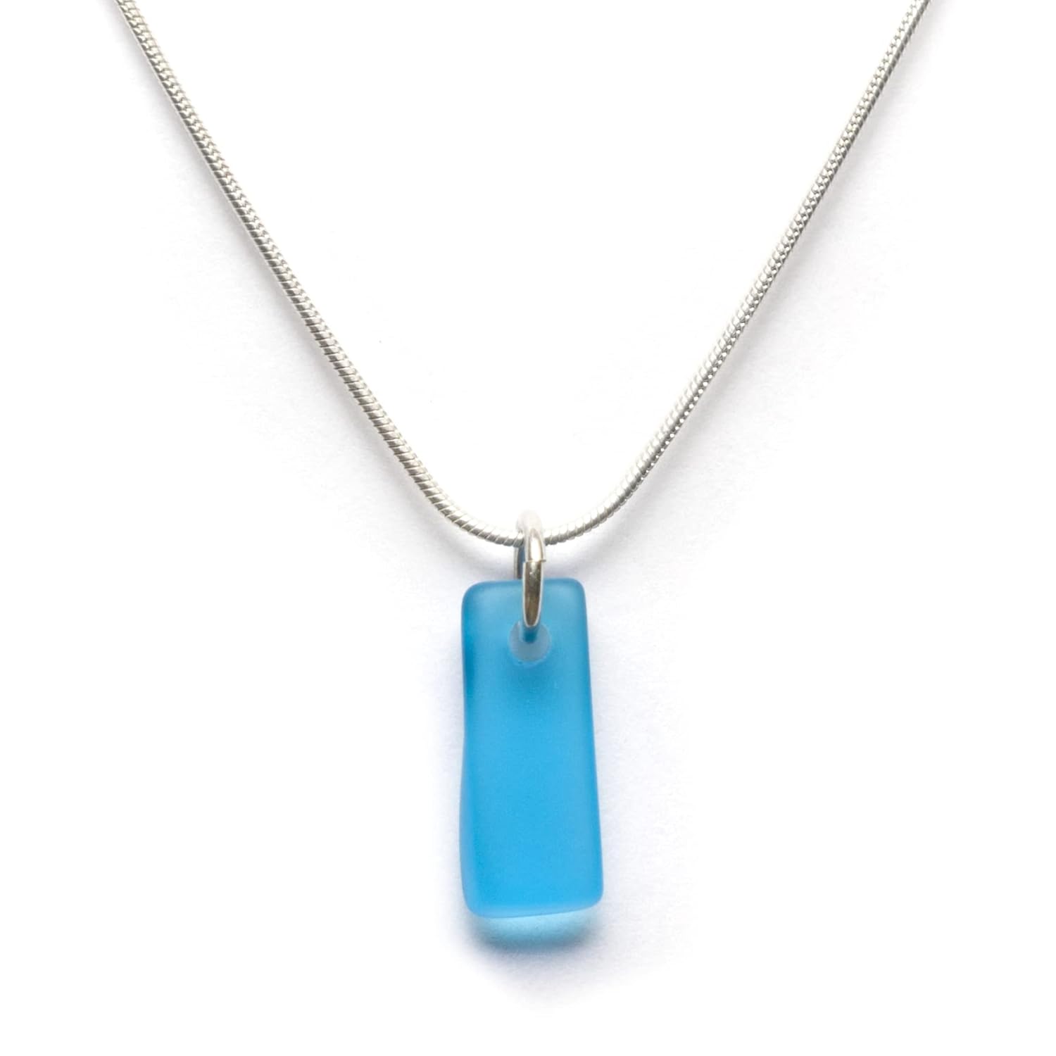 Sea Glass Murmur Pendant in Turquoise with 16in Snake Chain