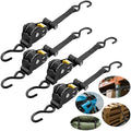 Retractable Ratchet Straps 4 Pack - Durable High Tenacity 1500lbs
