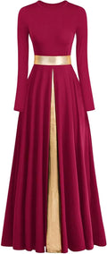 Women's Praise Dance Dress Metallic Waistband Long Swing Liturgical do