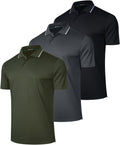 Mens Polo Shirt Quick-Dry Performance 3 Pack - Breathable Comfort
