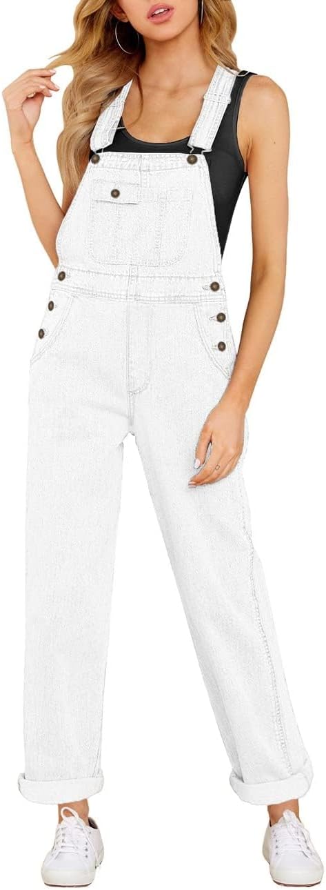 Vetinee Womens Overalls Denim Stretch Straight Leg Jeans for Style