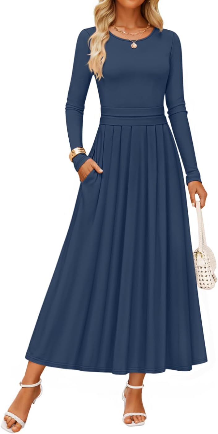 Elegant Long Sleeve Maxi Dress for Women - Fall Fashion Style