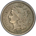 3 Cent Nickel Coin Grade VF 30+ Year 1865 - Collector