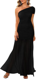 LAGSHIAN Women's Elegant One Shoulder Formal Long Dress - Flattering