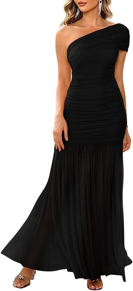 Elegant One Shoulder Maxi Dress for Women by LAGSHIAN