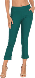 HDE Pull On Capri Pants for Women - Comfortable Stretch Crop Pants