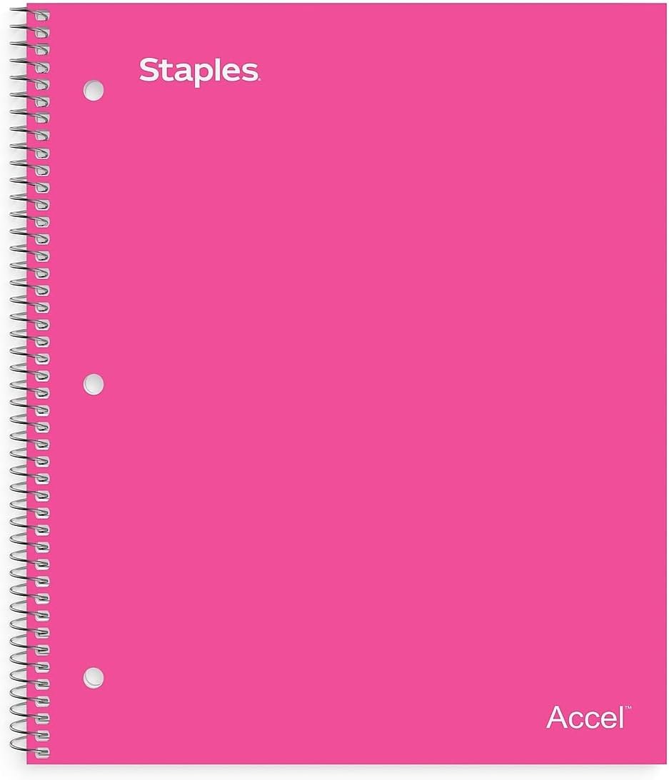 STAPLES Durable Poly Cover Notebook - College Ruled - Pink