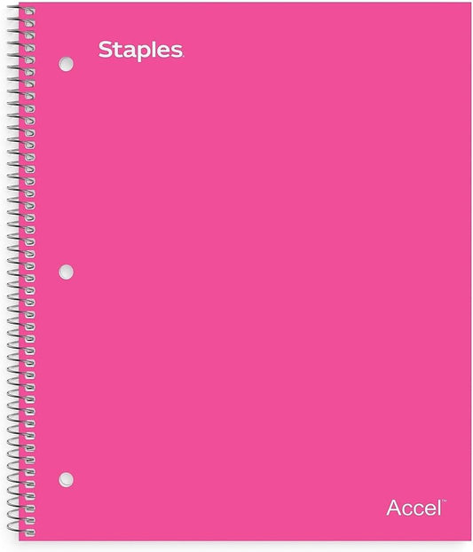 STAPLES Durable Poly Cover Notebook - College Ruled - Pink