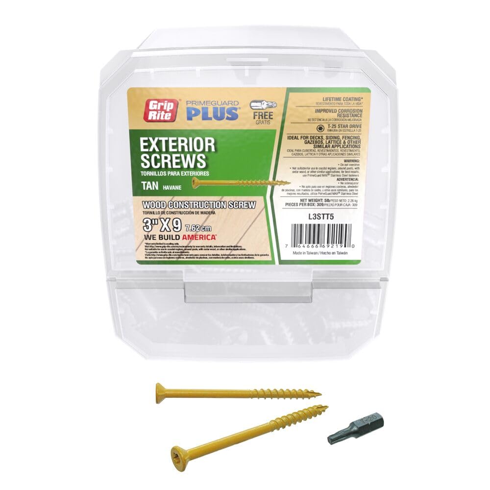 Grip-Rite L3STT5 PrimeGuard Plus Deck Screws for Wood Projects