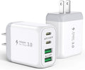 40W USB C Charger Block 2-Pack - Compact 4-Port Fast Charger