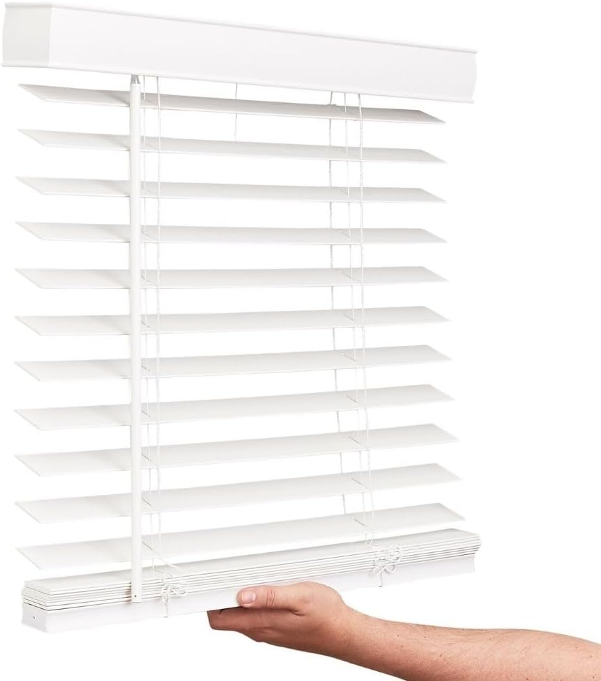 Cordless Faux Wood Blinds for Living Room, Bedroom, and More