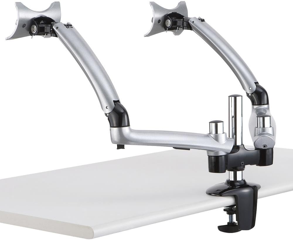 Cotytech Dual Apple Desk Mount Spring Arm Clamp Base - Silver