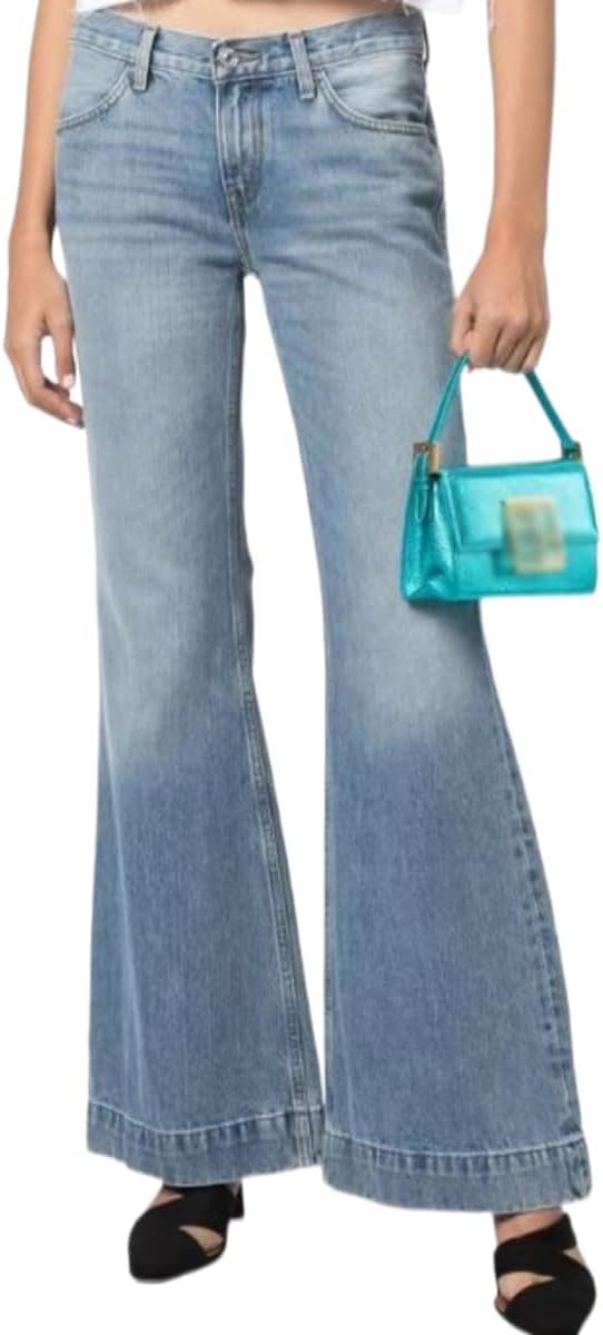 Ripped High Waisted Bell Bottom Jeans for Women - Classic Flare