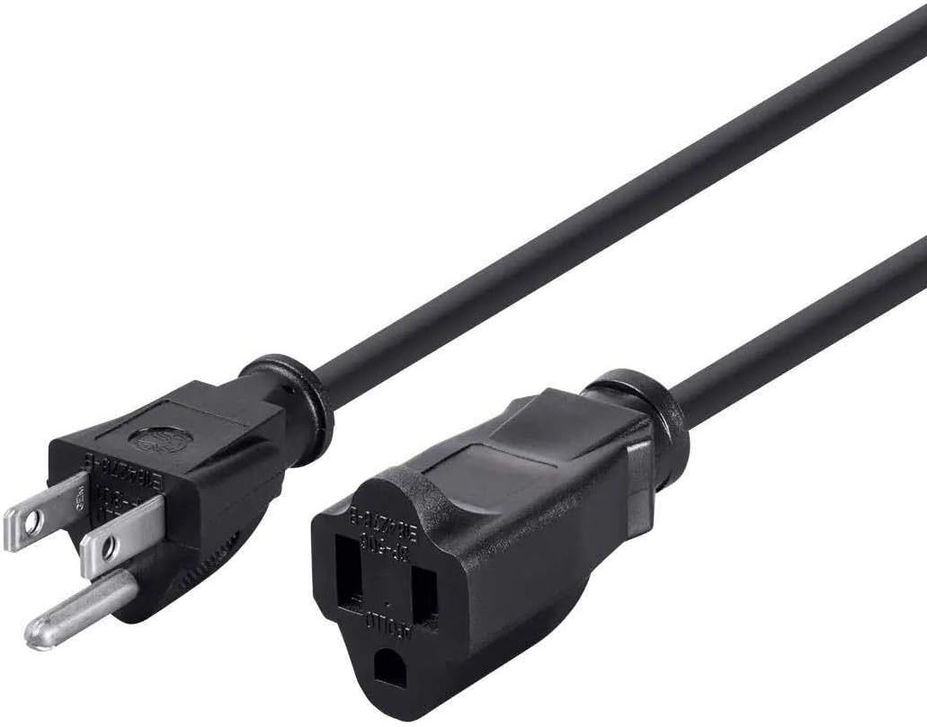 Monoprice 3-Prong Extension Cord - 1 Feet - Black (10 Pack)