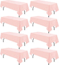 8 Pack Pink Polyester Tablecloth 60 x 102 in - Durable Washable Set