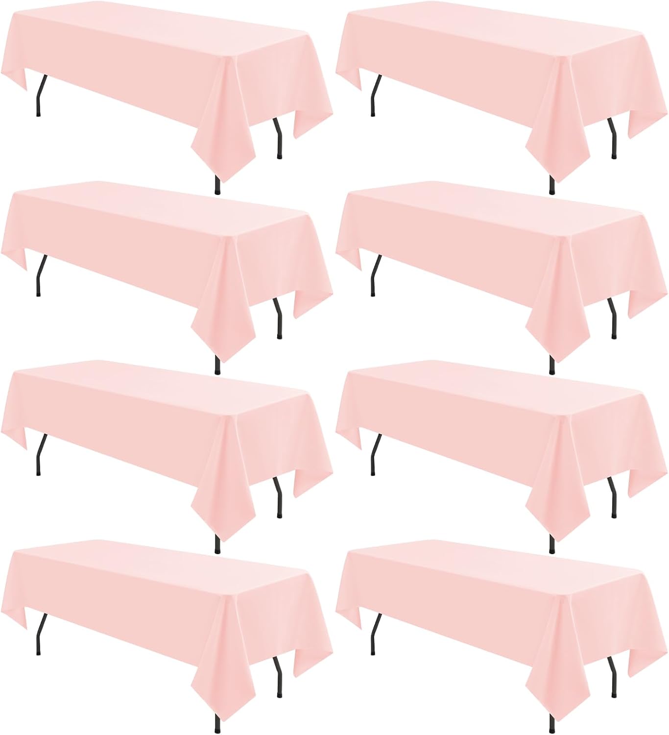 8 Pack Pink Polyester Tablecloths for 6 Feet Tables - Durable