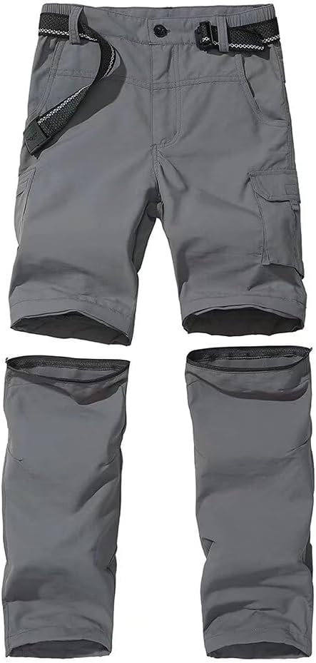 Boys Hiking Cargo Pants Quick Dry Convertible Trouser for Kids