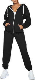 Fixmatti Womens Fall Tracksuit Zip Up Hoodie and Sweatpants Set - Cozy