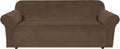 Stretch Velvet Sofa Cover for 3 Cushion Couch - Thick Soft Fit