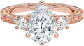 1-3 CT Moissanite Engagement Ring Pear & Round 3-Stone - Colorless