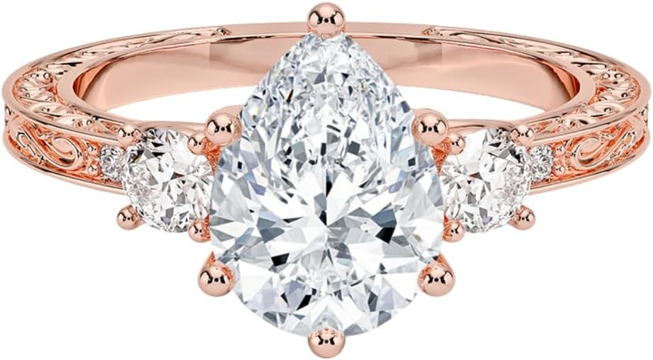 1-3 CT Moissanite Engagement Ring in Solid Gold & Silver