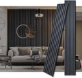 3D Fluted Sound Absorbing Acoustic Wood Slat Wall Panels - Matte Black